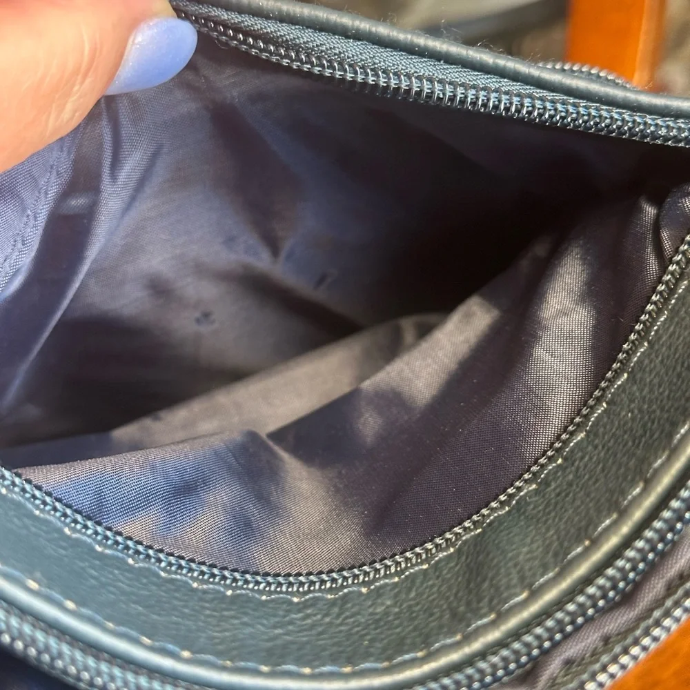 Navy Genuine Leather EDC Crossbody Organizer Travel Bag Multi Pocket